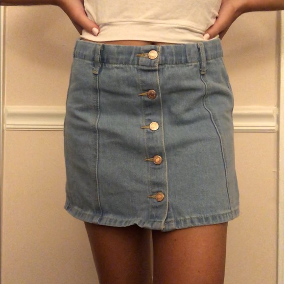 jean button up skirt
